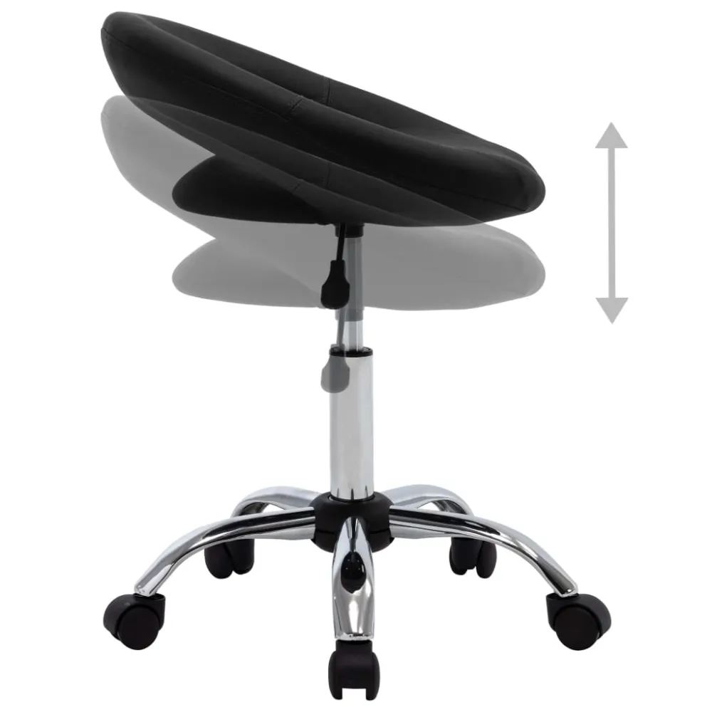 vidaXL Chaise de travail roulante Noir Similicuir