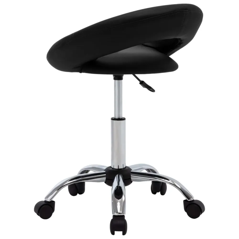 vidaXL Chaise de travail roulante Noir Similicuir