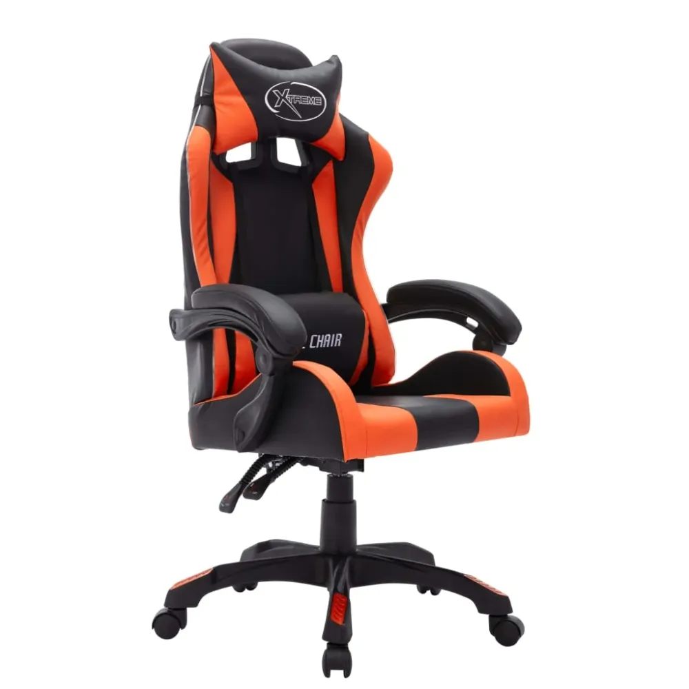 vidaXL Fauteuil de jeux vidéo avec LED RVB Orange et noir Similicuir