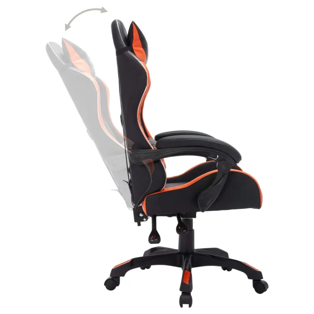 vidaXL Fauteuil de jeux vidéo avec LED RVB Orange et noir Similicuir