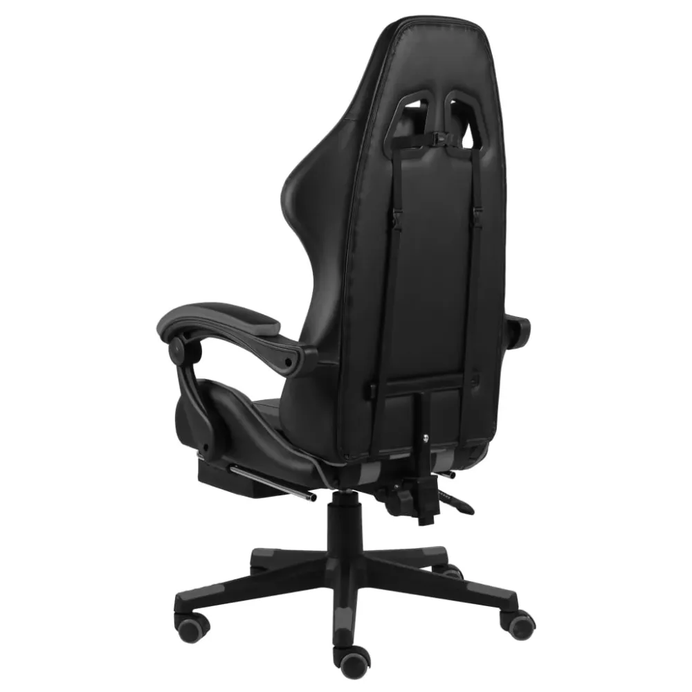 vidaXL Fauteuil de jeux vidéo avec repose-pied Noir et gris Similicuir