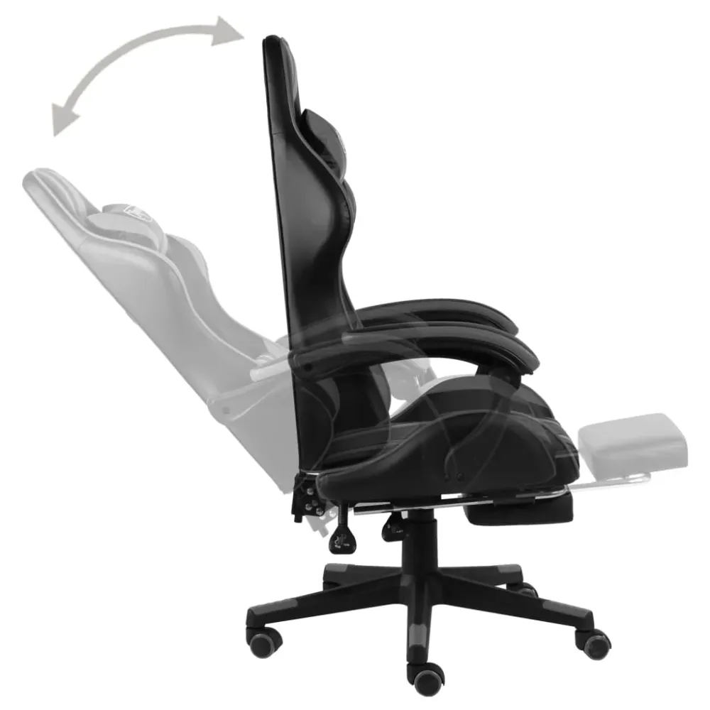 vidaXL Fauteuil de jeux vidéo avec repose-pied Noir et gris Similicuir