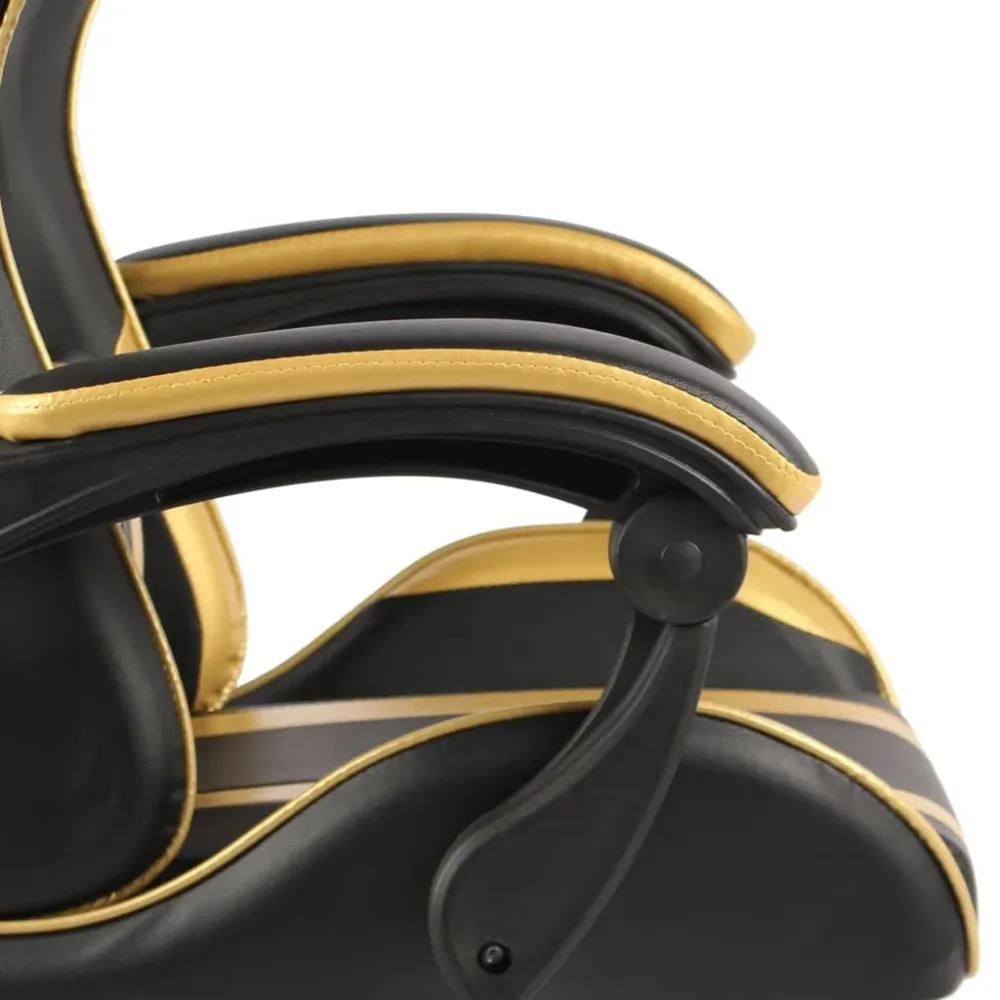vidaXL Fauteuil de jeux vidéo avec repose-pied Noir et doré Similicuir