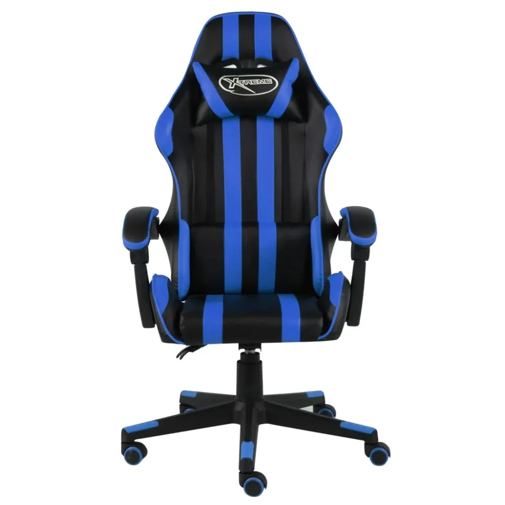 vidaXL Fauteuil de jeux vidéo Noir et bleu Similicuir