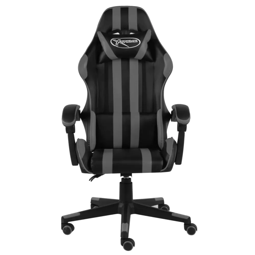vidaXL Fauteuil de jeux vidéo Noir et gris Similicuir