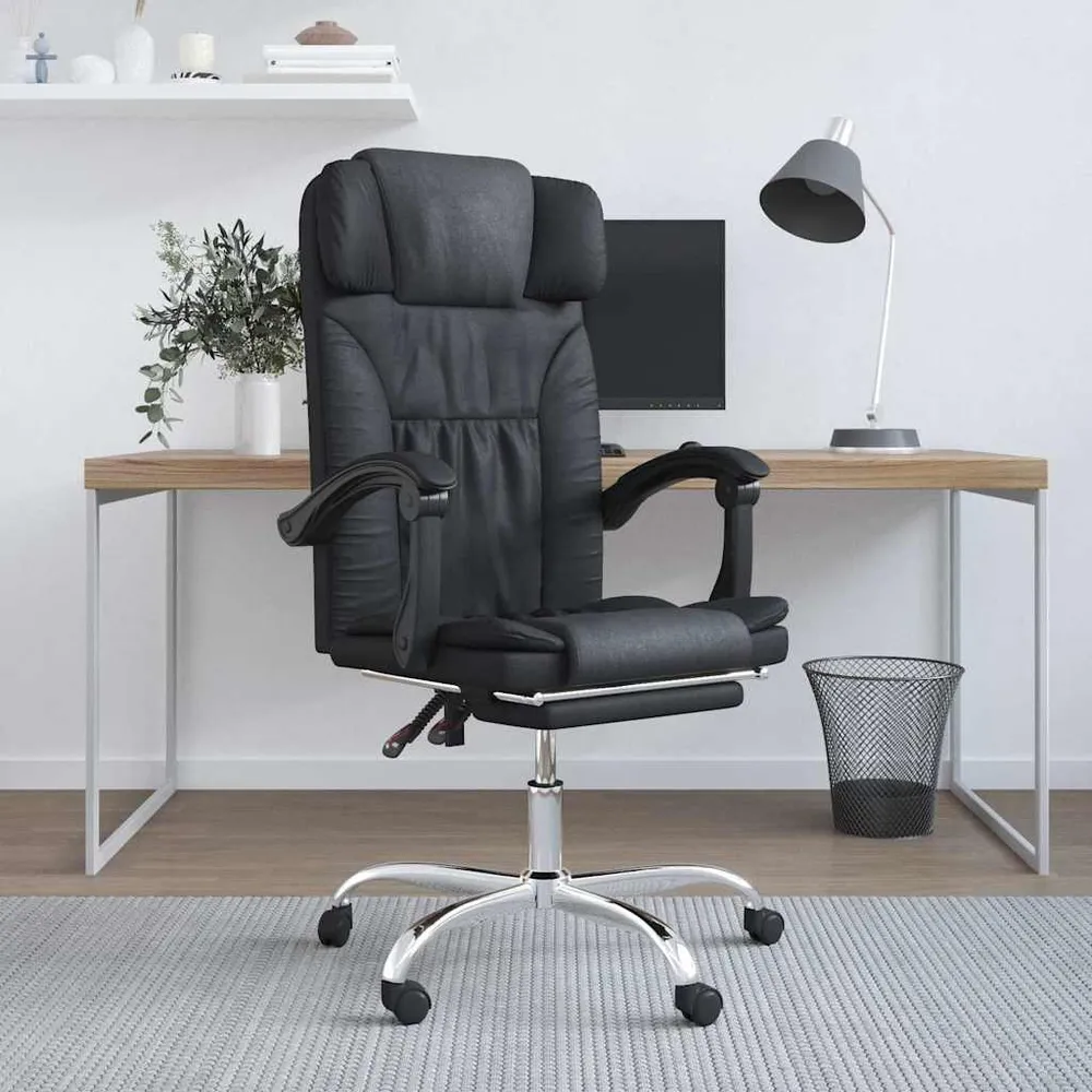 vidaXL Fauteuil de massage inclinable de bureau Noir Similicuir