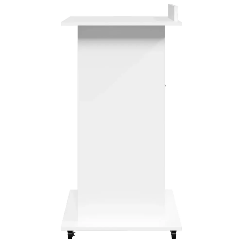 vidaXL Pupitre et roues et tiroir blanc 55x55x107 cm bois d'ingénierie