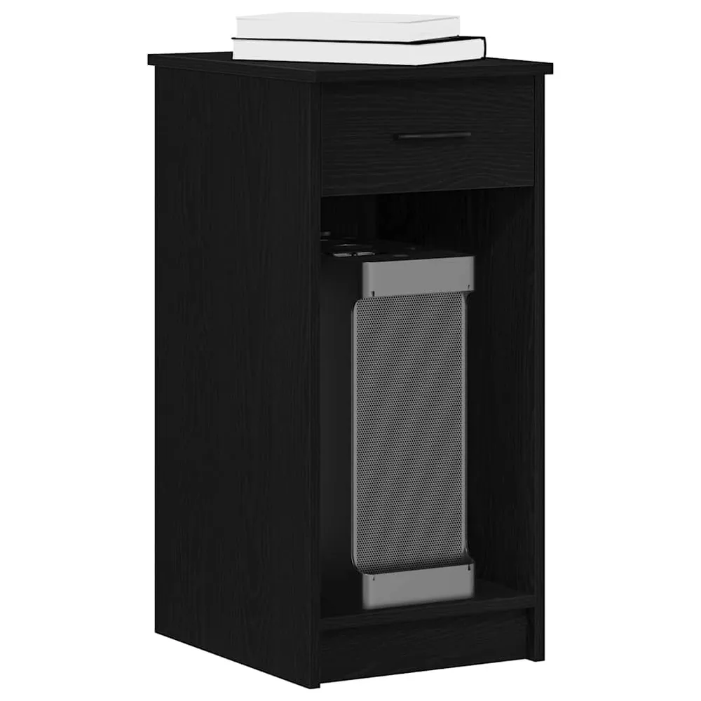 vidaXL Support de tour d'ordinateur avec tiroir noir 35x45x77 cm