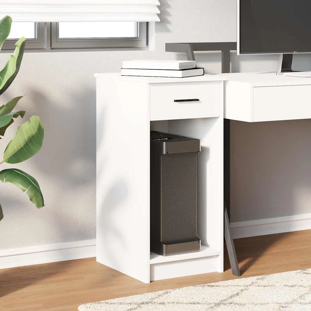 vidaXL Support de tour d'ordinateur avec tiroir blanc 35x45x77 cm