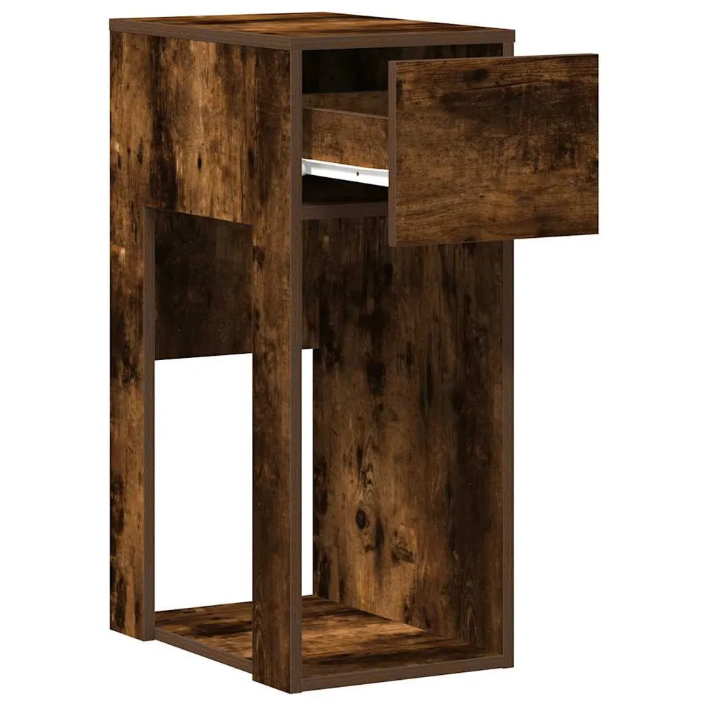vidaXL Support de tour d'ordinateur et tiroir chêne fumé 30x44x74 cm