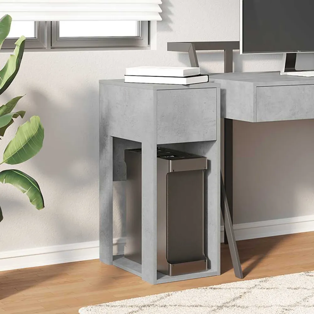 vidaXL Support de tour d'ordinateur et tiroir gris béton 30x44x74 cm