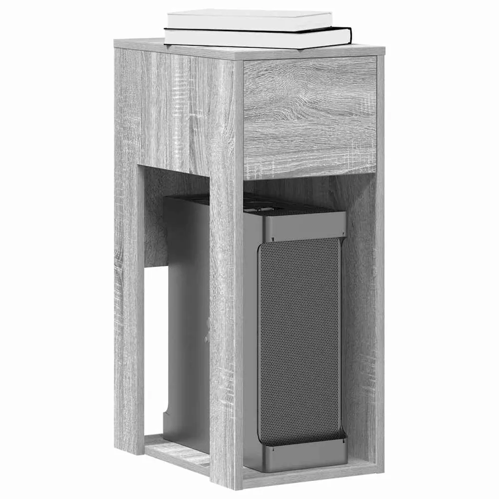 vidaXL Support de tour d'ordinateur et tiroir sonoma gris 30x44x74 cm