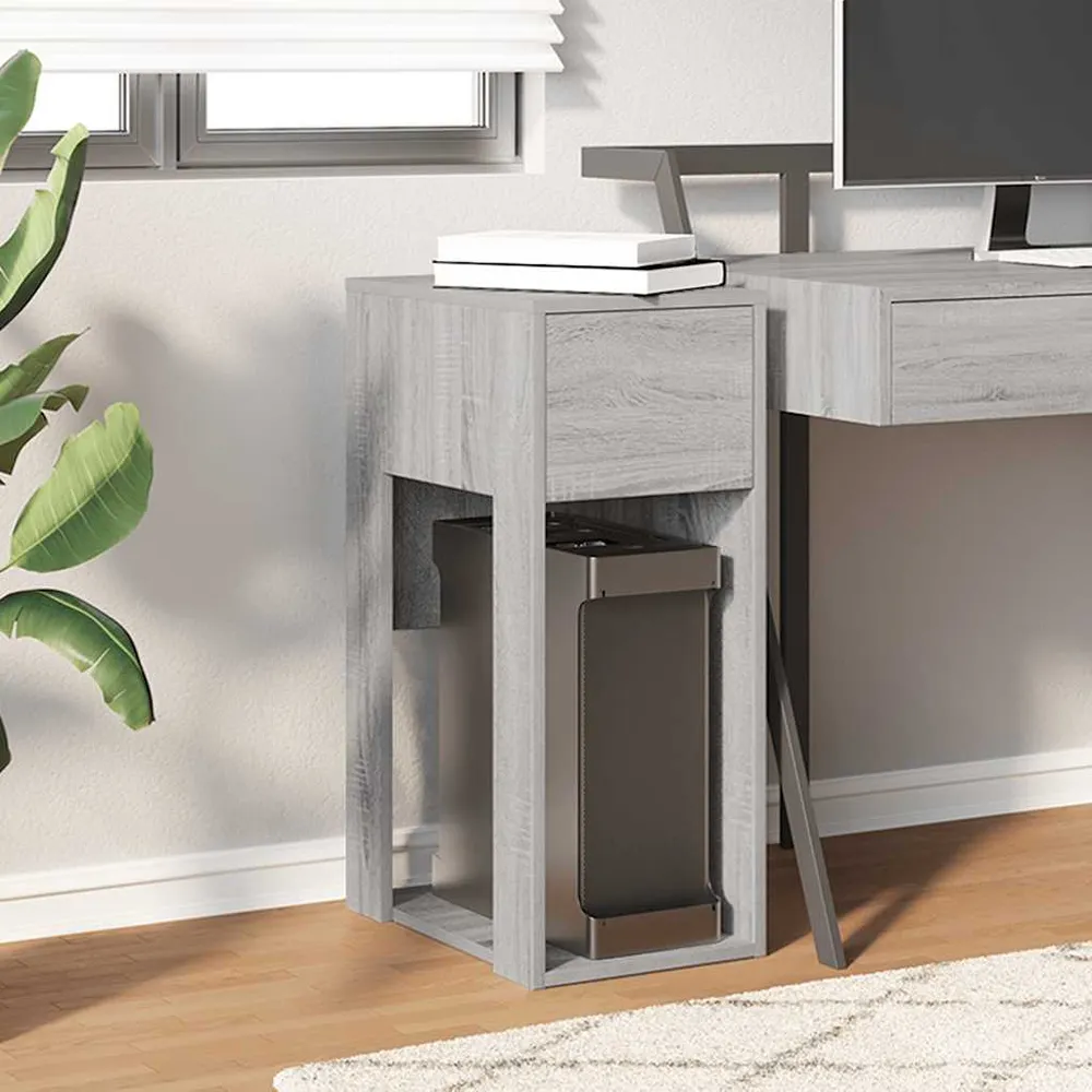 vidaXL Support de tour d'ordinateur et tiroir sonoma gris 30x44x74 cm