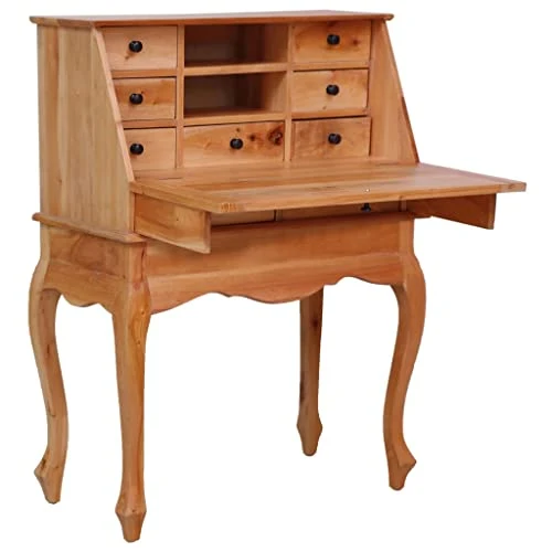 vidaXL Bureau Secrétaire Bureau Antique avec 9 Tiroirs et 2 Compartiments Ouverts Rangement Maison Intérieur 78x42x103 cm...