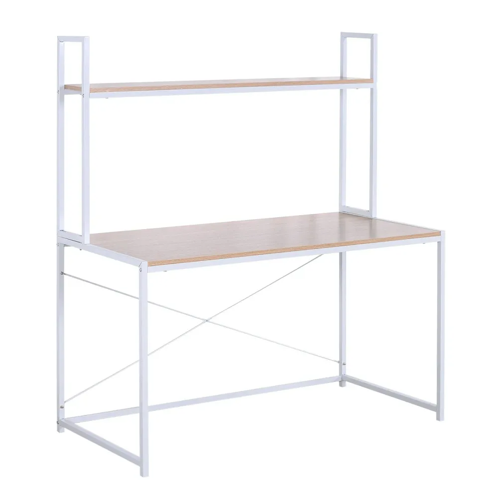 WOLTU TSB09hei Bureau d'ordinateur table de bureau à domicile station de travail en bois et acier,environ 120x60x140cm,Chê...