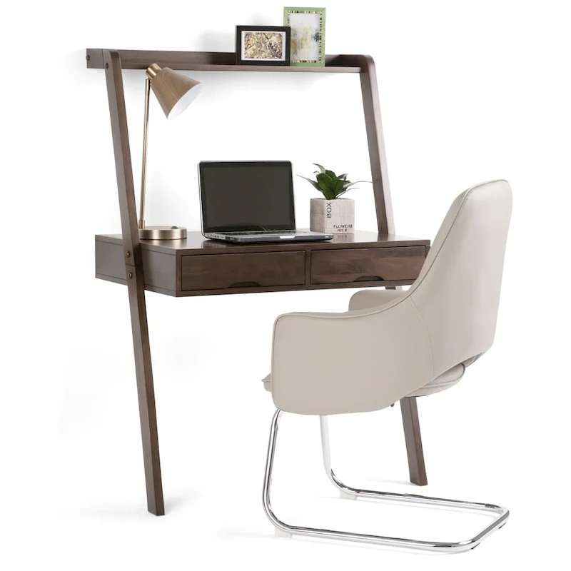 WYNDENHALL Darren Bureau mural contemporain en bois massif de 36 po de large, style moderne, en noyer chaud