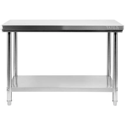 Mesa Inoxidable De Trabajo Central Con Repisa(1200 X 700 X H 850 Mm) YATO GASTRO