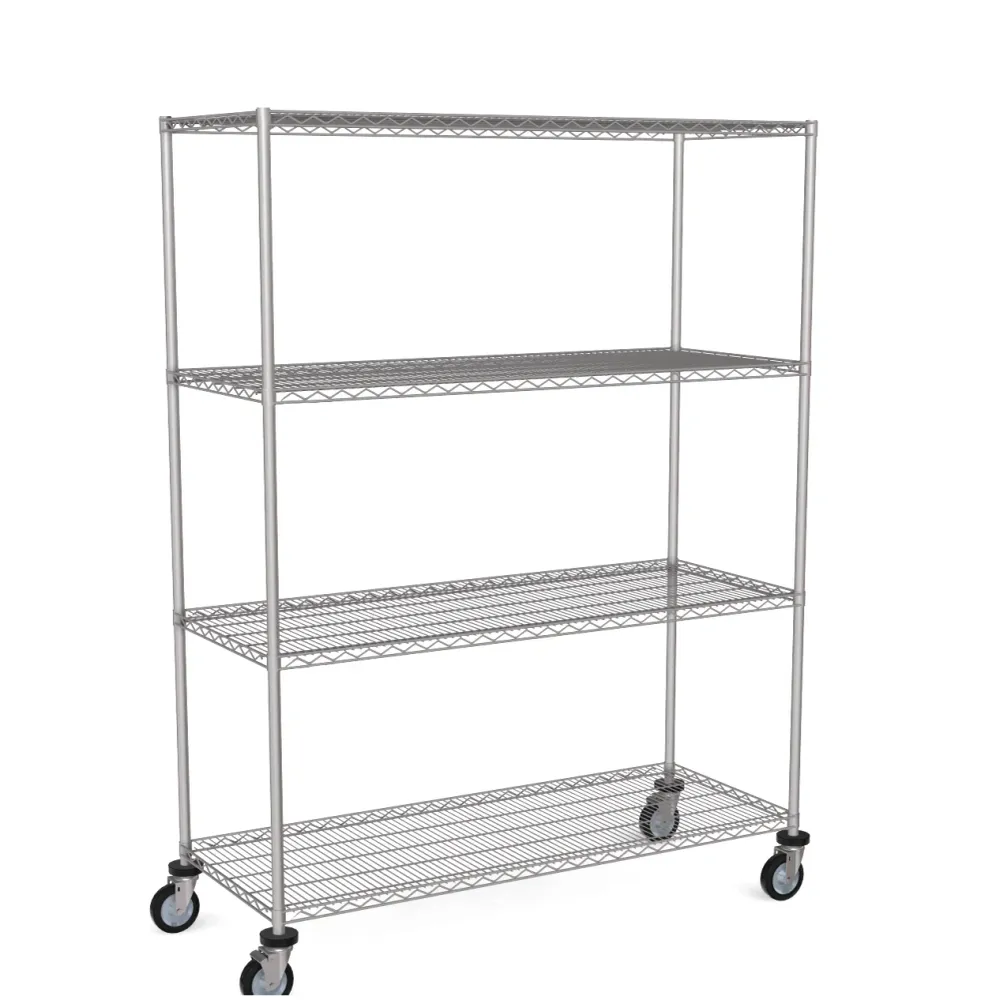 Zinc Wire Shelving – Mobile Unit 1740mm High | 4 Tier Heavy Duty Storage Rack