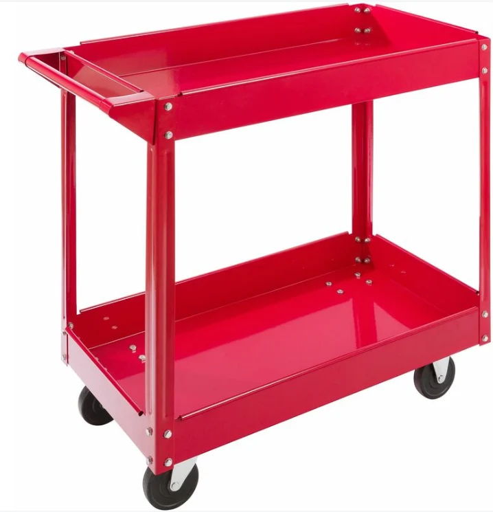 AREBOS Chariot Servante d’Atelier Chariot à Outil | 2 étages | Acier | Rouge | Étendu capacité de Charge Jusqu’à 100 kg -...