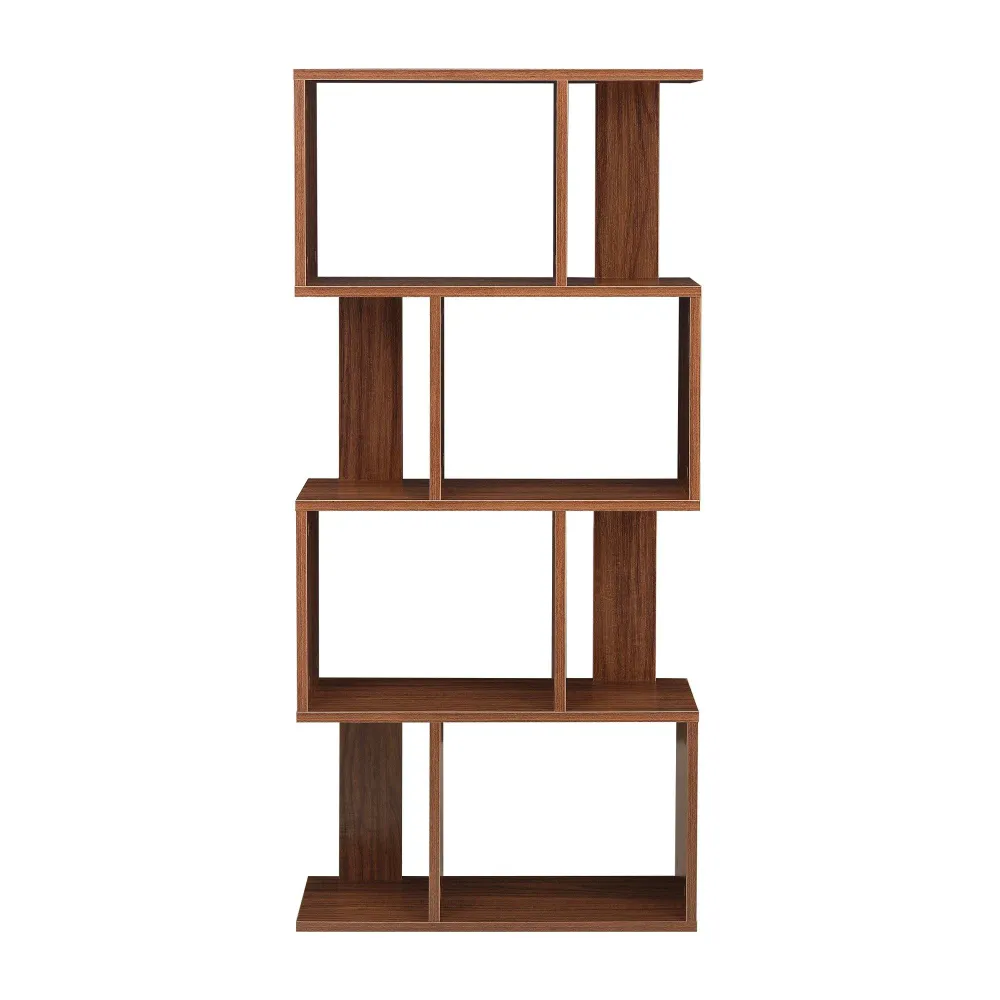 Bibliothèque pour salon meuble de rangement stockage avec plusieurs étagères mdf mélaminé 130 cm Noyer 03_0001075