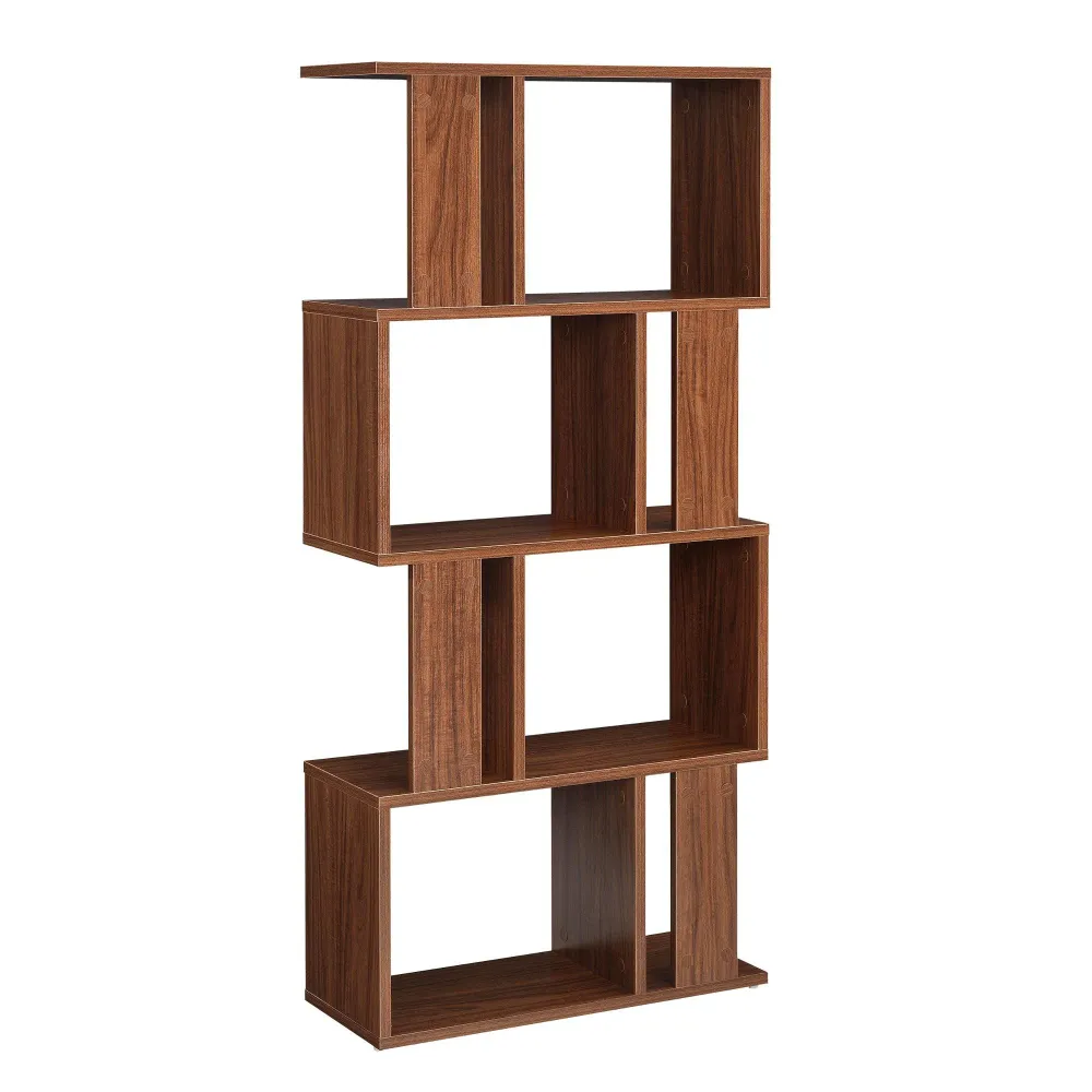 Bibliothèque pour salon meuble de rangement stockage avec plusieurs étagères mdf mélaminé 130 cm Noyer 03_0001075