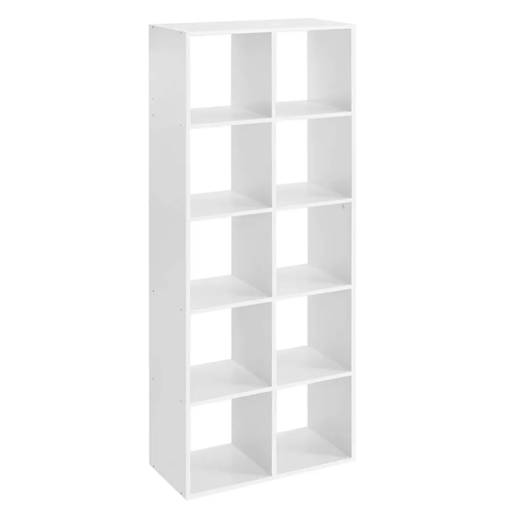 Bibliothèque étagère de rangement 10 compartiments meuble cube pour salon bureau chambre séparateur de pièce style scandin...