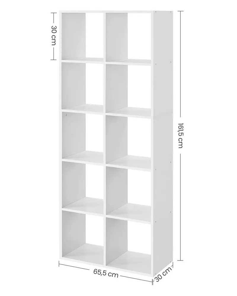 Bibliothèque étagère de rangement 10 compartiments meuble cube pour salon bureau chambre séparateur de pièce style scandin...