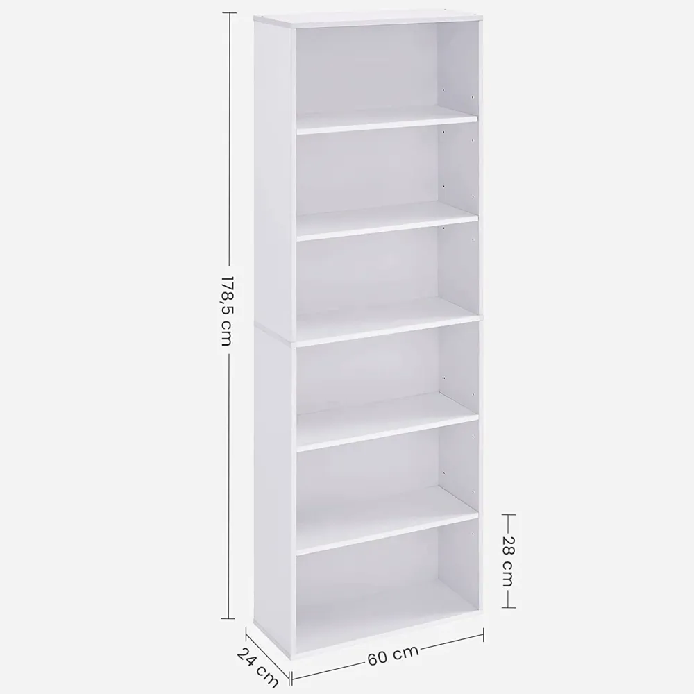 Bibliothèque étagère de rangement 6 niveaux meuble cube pour salon bureau chambre style scandinave 40 x 24 x 1785 cm blanc...
