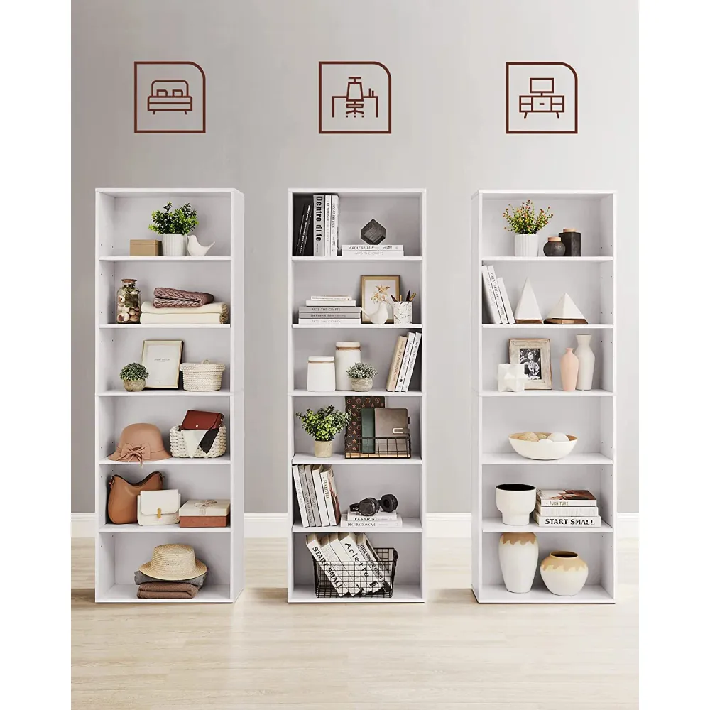Bibliothèque étagère de rangement 6 niveaux meuble cube pour salon bureau chambre style scandinave 40 x 24 x 1785 cm blanc...