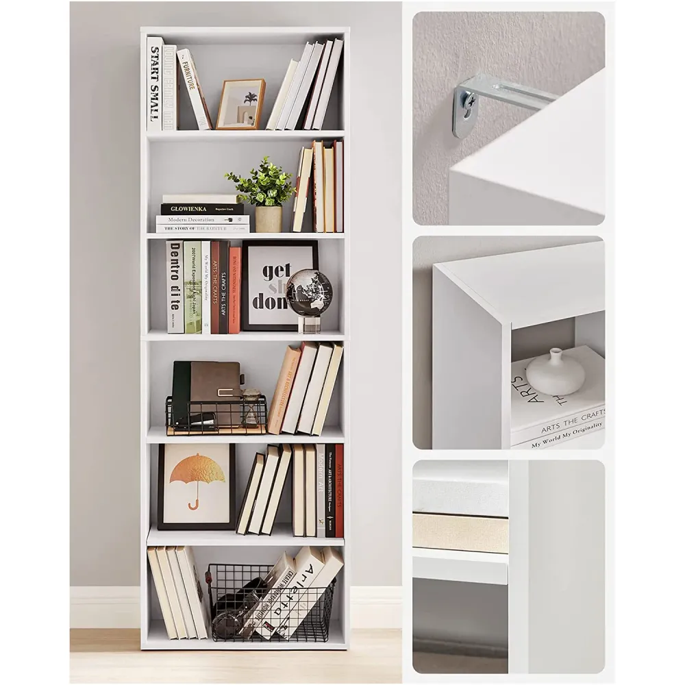 Bibliothèque étagère de rangement 6 niveaux meuble cube pour salon bureau chambre style scandinave 40 x 24 x 1785 cm blanc...