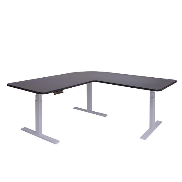 Bureau d'angle Mendler HWC-D40 bureau d'ordinateur réglable en hauteur électriquement 178x178cm 84kg noi...