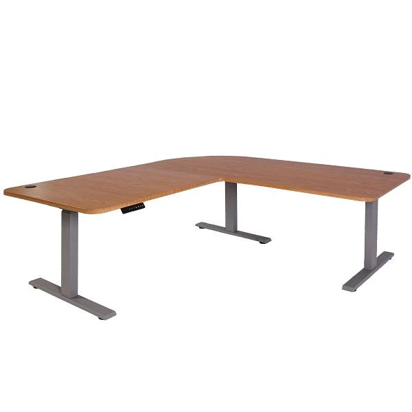 Bureau d'angle Mendler HWC-D40 bureau d'ordinateur réglable en hauteur électriquement 178x178cm 84kg str...