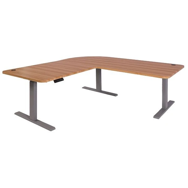Bureau d'angle Mendler HWC-D40 bureau d'ordinateur réglable en hauteur électriquement 178x178cm 84kg déc...
