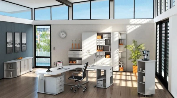 bureau geramöbel 135° gauche réglable en hauteur base C flex 2166x1130x680-820 gris évident/argent S-617315-LS se fournir...