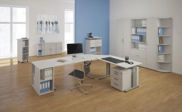 bureau geramöbel 135° gauche réglable en hauteur base C flex 2166x1130x680-820 gris évident/argent S-617315-LS se fournir...