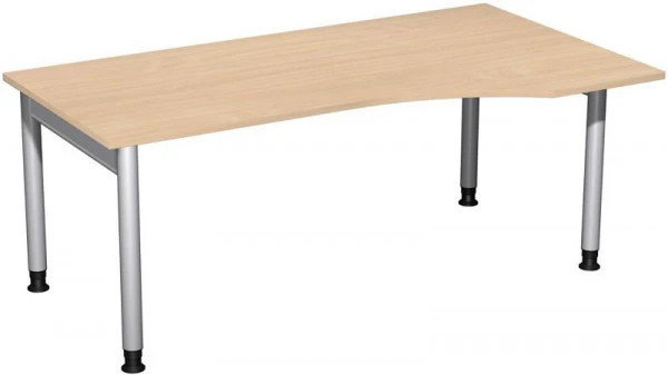 Bureau PC geramöbel droit réglable en hauteur 1800x1000x680-820 hêtre/argent N-657305-BS commander à bas prix