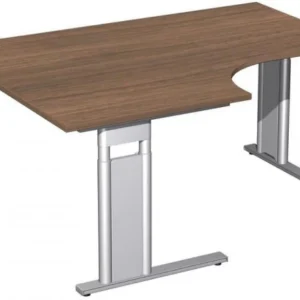 Bureau PC geramöbel à gauche réglable en hauteur panneau de pied C en option 1600x1200x680-820 noyer/argent N-647320-NS ch...