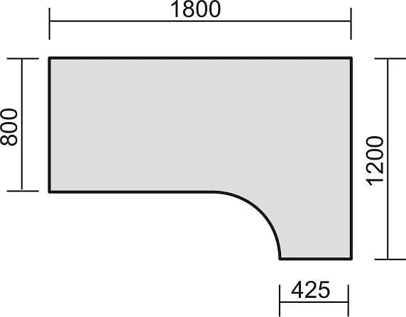 Bureau PC geramöbel rigide à droite panneau de pied C en option 1800x1200x720 graphite/argent N-648323-GS prendre à bas prix