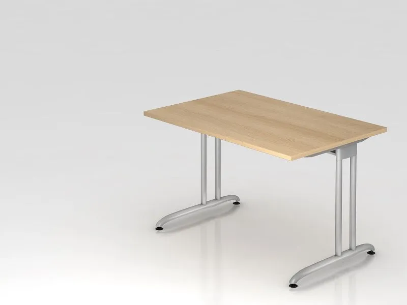 Bureau Hammerbacher pied C 120x80cm chêne chemin de câbles horizontal hauteur de travail 72 cm VBS12/E/S acquérir à bas prix