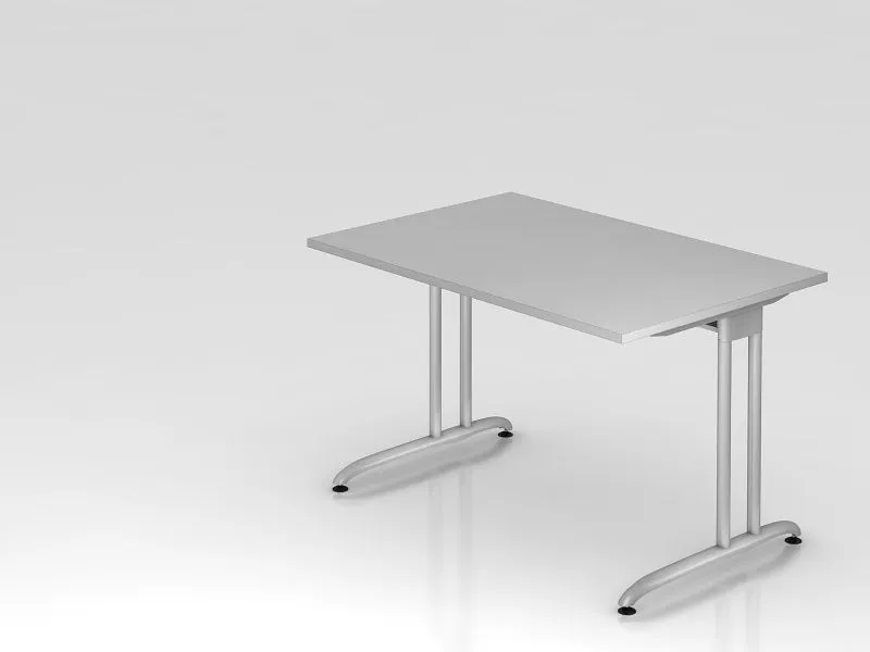Bureau Hammerbacher pied C 120x80cm gris chemin de câbles horizontal hauteur de travail 72 cm VBS12/5/S se procurer à bas...
