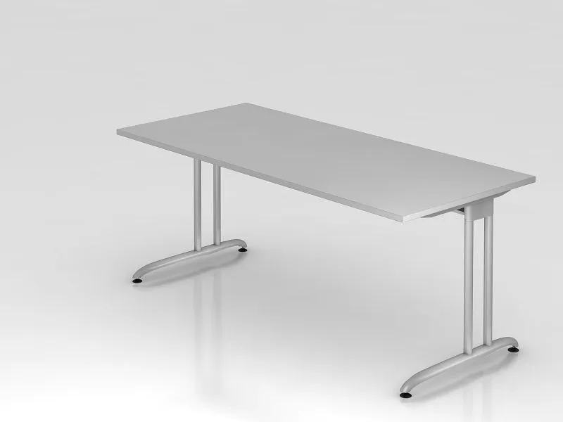 Bureau Hammerbacher pied C 180x80cm gris chemin de câbles horizontal hauteur de travail 72 cm VBS19/5/S commander à bas prix