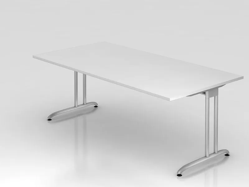 Bureau Hammerbacher pied C 200x100cm blanc hauteur de travail 72 cm VBS2E/W/S se procurer à bas prix