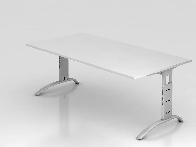 Bureau Hammerbacher pied C 200x100cm blanc hauteur de travail 65 - 85 cm VFS2E/W/S choisir à bas prix