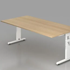 Bureau Hammerbacher pied C 200x100cm chêne/blanc hauteur de travail 65-85 cm VOS2E/E/W choisir à bas prix
