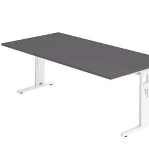 Bureau Hammerbacher pied C 200x100cm graphite/blanc hauteur de travail 65-85 cm VOS2E/G/W se procurer à bas prix