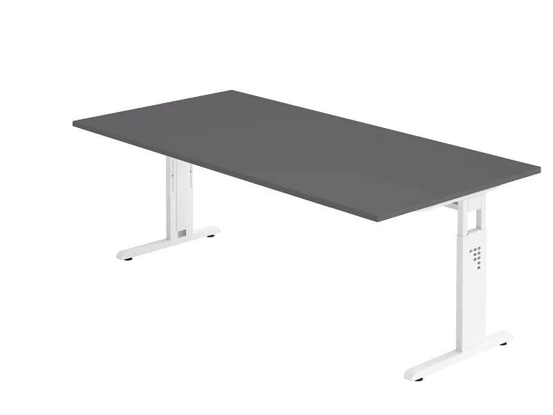 Bureau Hammerbacher pied C 200x100cm graphite/blanc hauteur de travail 65-85 cm VOS2E/G/W se procurer à bas prix