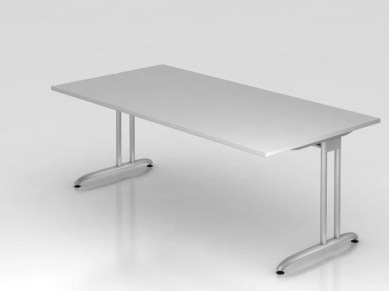 Bureau Hammerbacher pied C 200x100cm gris hauteur de travail 72 cm VBS2E/5/S obtenir à bas prix