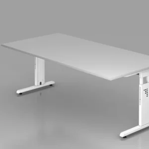 Bureau Hammerbacher pied C 200x100cm gris/blanc hauteur de travail 65-85 cm VOS2E/5/W se procurer à bas prix