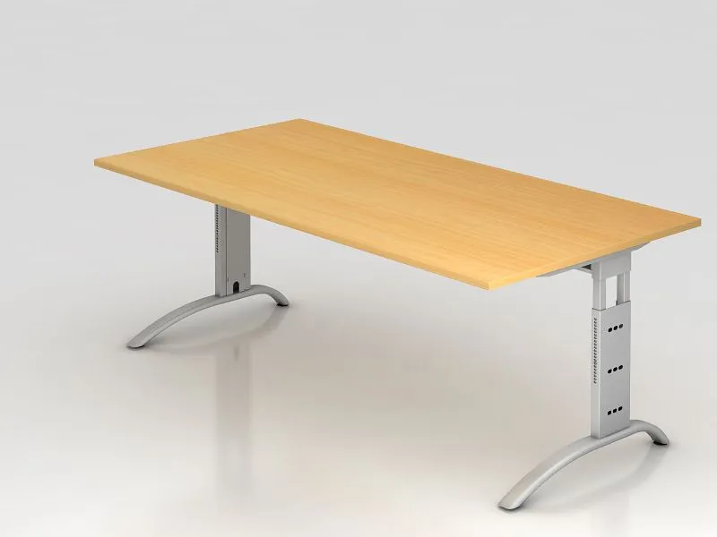 Bureau Hammerbacher pied C 200x100cm hêtre hauteur de travail 65 - 85 cm VFS2E/6/S choisir à bas prix