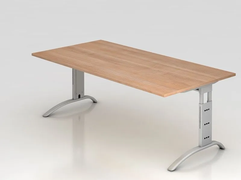 Bureau Hammerbacher pied C 200x100cm noyer hauteur de travail 65 - 85 cm VFS2E/N/S acquérir à bas prix